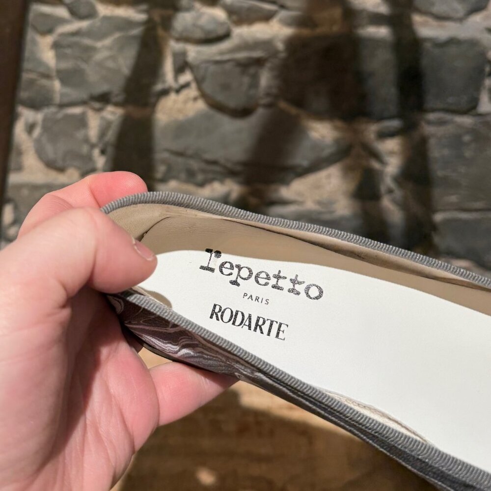 Repetto X Rodarte Grey Marble Print Cendrillon Ballet Flats - Picture 11 of 12
